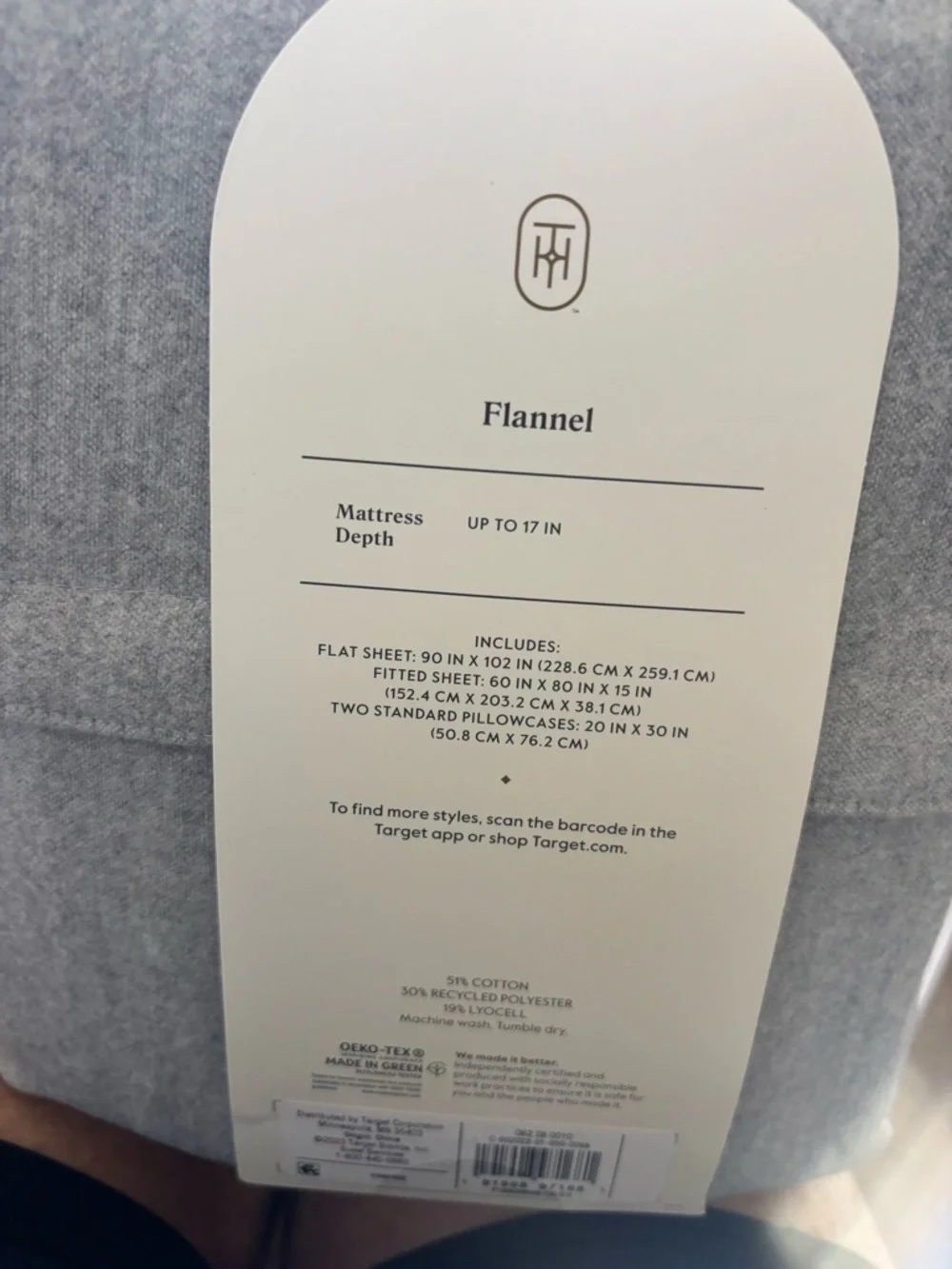 Target Flannel Sheet Set Queen Gray Stripe Cotton Blend Deep Pocket Soft NWT